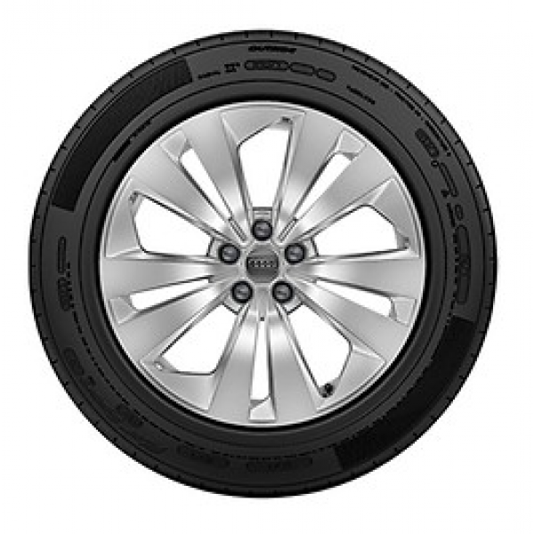 Winterkomplettrad im 5-Arm-Aero-Design 4M8 073 229 8Z8 brillantsilber, 8,5 J x 19, 265/55 R 19 113H