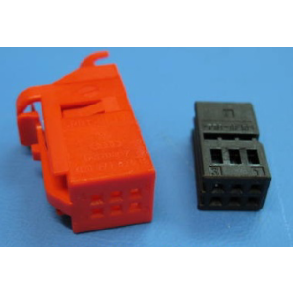 Flachkontaktgehäuse Anschlussstück / Schalter für Funkgerät 6 polig / rot 4D0971636B